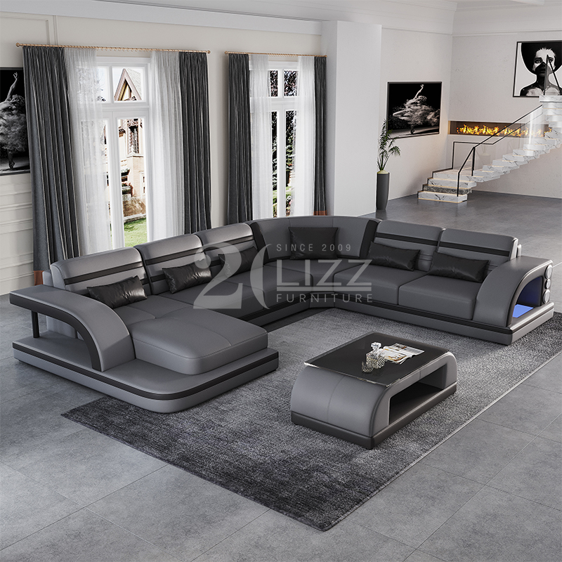 Divano componibile in pelle per mobili da soggiorno di design europeo