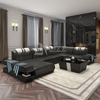 Divano da salotto moderno in pelle con chaise