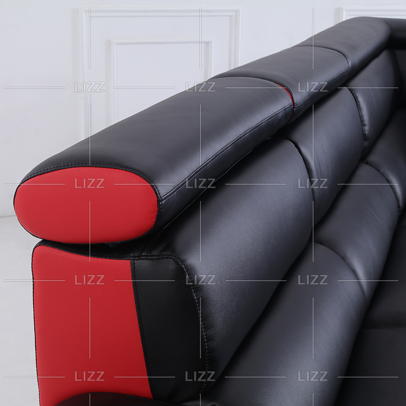 Divano da soggiorno singolo nero e rosso a forma di L