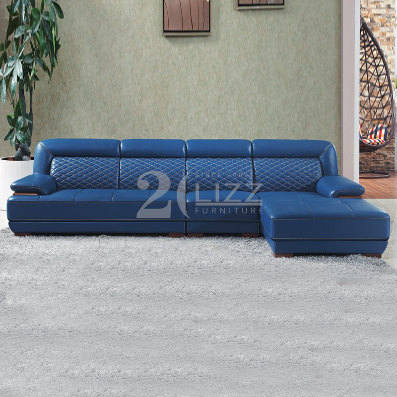 Comodo divano da soggiorno a forma di L blu reale