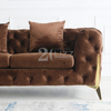 Set di mobili divano ad angolo in pelle marrone